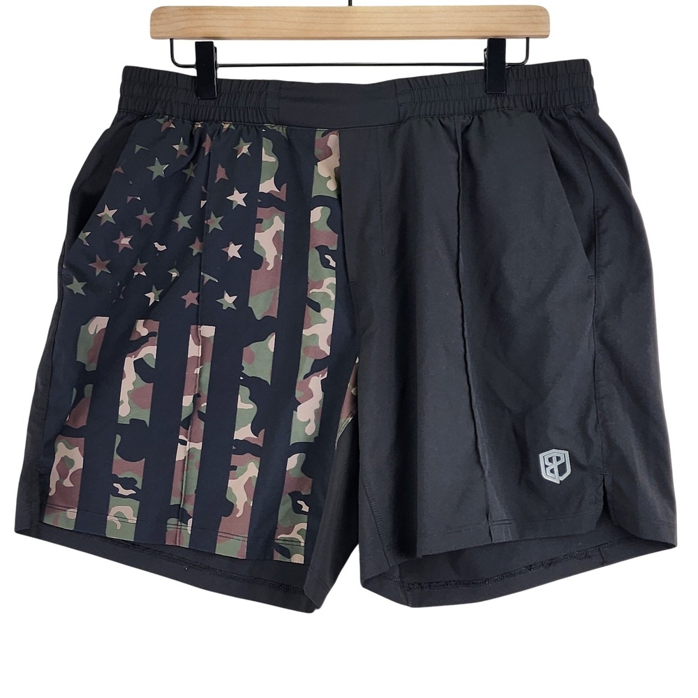 Born Primitive Camo Flag Athletic Training Shorts Mens XL Black Tactical Gym